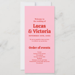 Programa Whimsical Bright Red and Pink Wedds