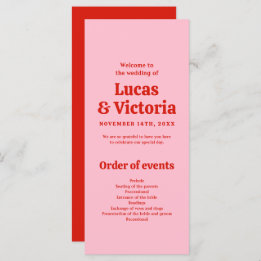 Programa Whimsical Bright Red and Pink Wedds
