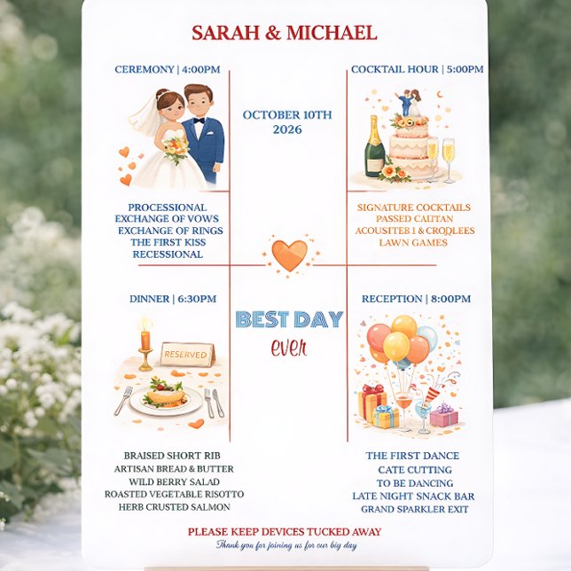Programa Whimsical Cartoon Icons Wedding Timeline Program (Criador carregado)