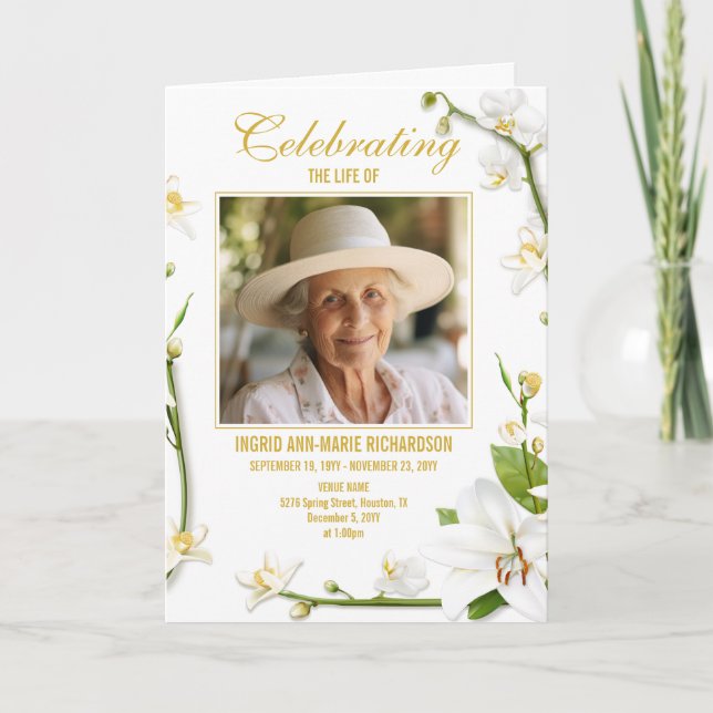 Programa White Orchid Lily 2 Fotografia Funeral (Frente)