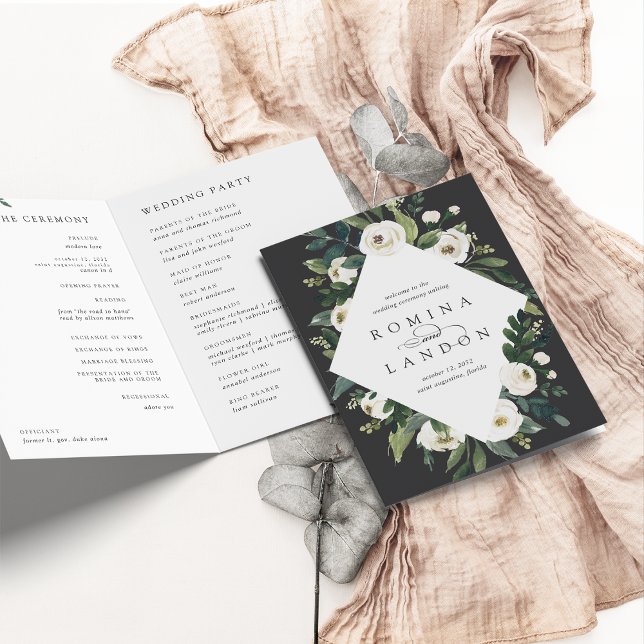 Programa White Peony | Casamento de Mola Floral de Aquarela (Criador carregado)