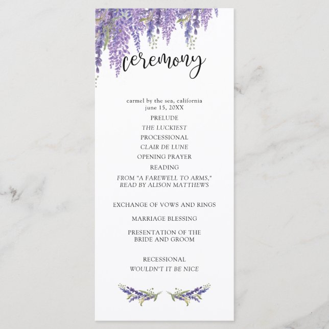 Programa Wisteria Tree Wedding (Frente)