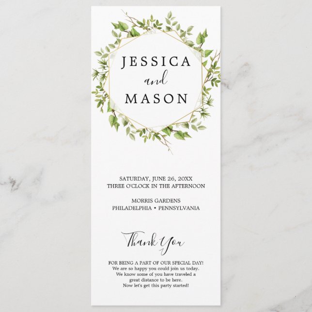 Programa Woodland Greenery Wedding (Frente)