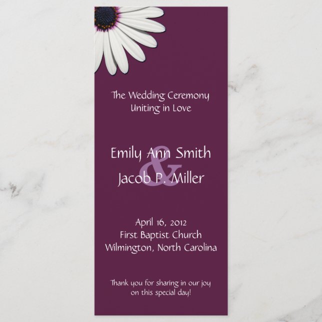 Programas Daisy Purple Wedding (Frente)