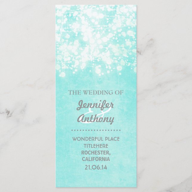 programas de casamento azul vintage (Frente)