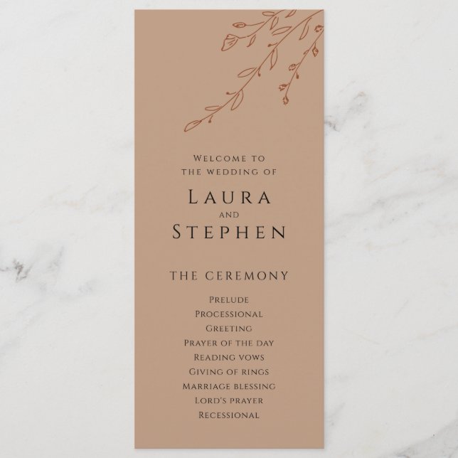 Programas de Casamento Botânico Moderno (Frente)