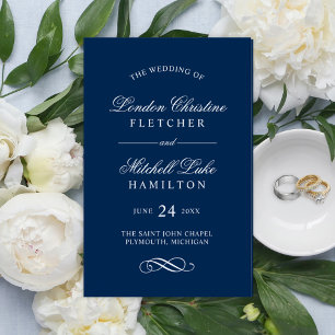 Programas de Casamento Clássicos Elegantes Azul Ma