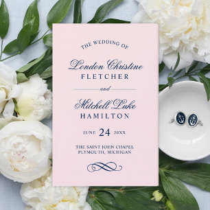 Programas de Casamento Clássicos Elegantes Rosa e