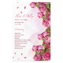 Programas de casamento com flores elegantes rosa