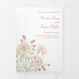 Programas de Casamento com Rosas Rosa Claro Modern