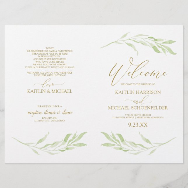 Programas de Casamento com Vinhas Elegantes e Cali (Frente)