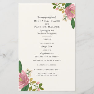 Programas de Casamento de Buquês Blush