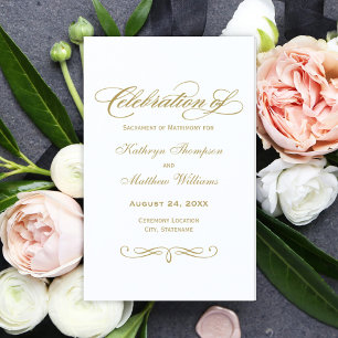 Programas de Casamento de Caligrafia em Ouro Antig
