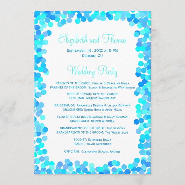 Programas de Casamento de Confetti (Frente)