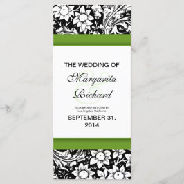 programas de casamento de flores brancas e pretas