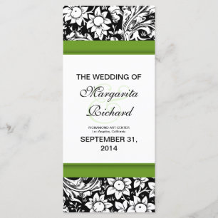 programas de casamento de flores brancas e pretas