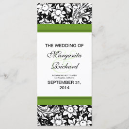 programas de casamento de flores brancas e pretas