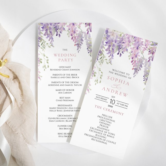 Programas de Casamento de Flores de Wisteria Roxo  (Criador carregado)