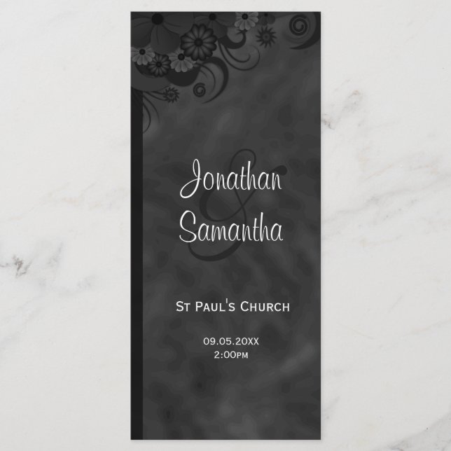 Programas de Casamento de Góticos Chalkbaord Preto (Frente)