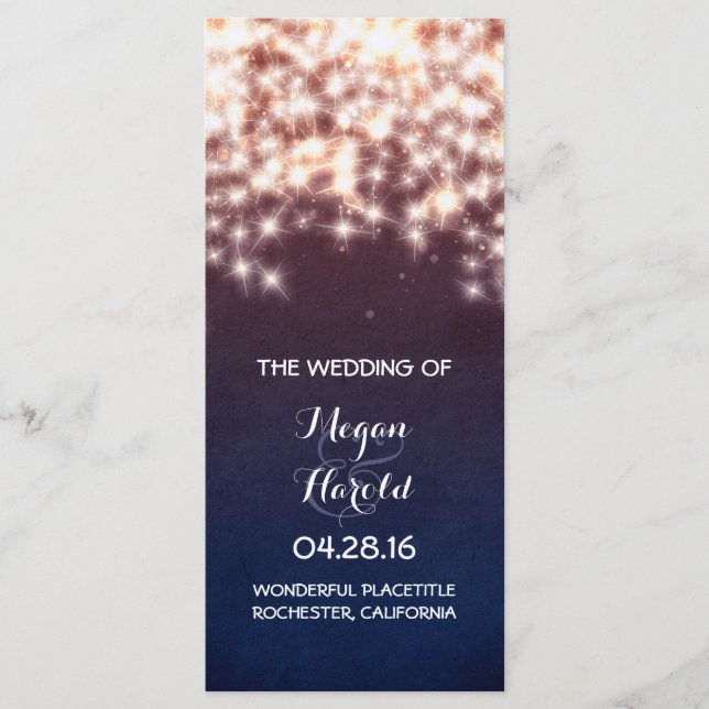 Programas de Casamento de Luzes de Cordas Rústicas (Frente)