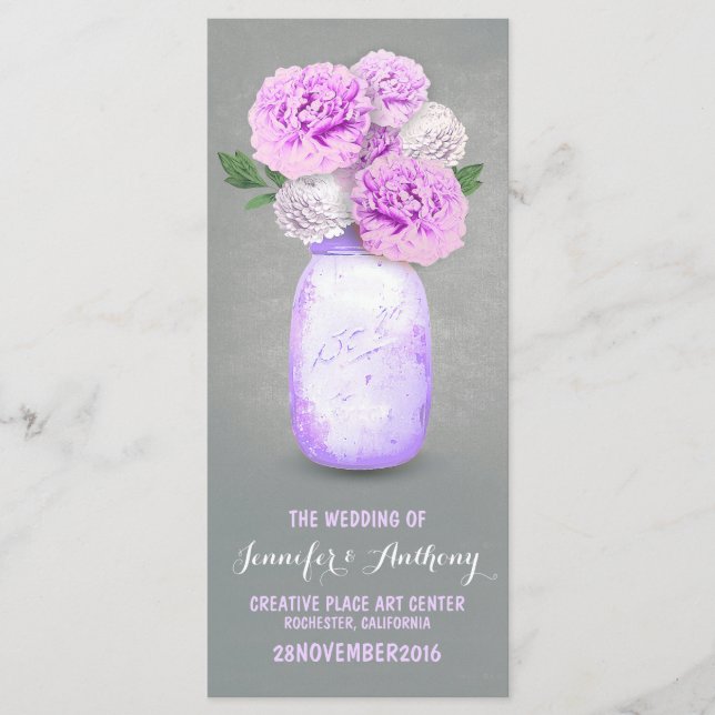 Programas de casamento de mason jar pintados (Frente)