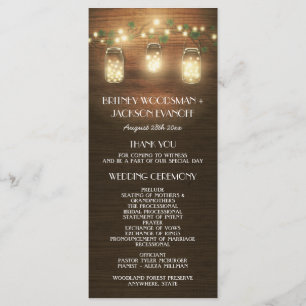 Programas de Casamento de Mason Jar Rustic Mason B