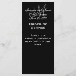 Programas de Casamento de Monograma Branco Negro