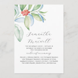 Programas de Casamento de Natal Elegante Greenery 