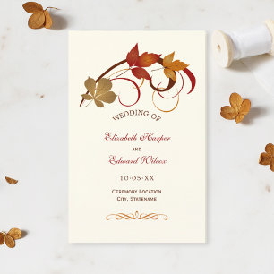 Programas de Casamento de Outono com Folhas Caindo