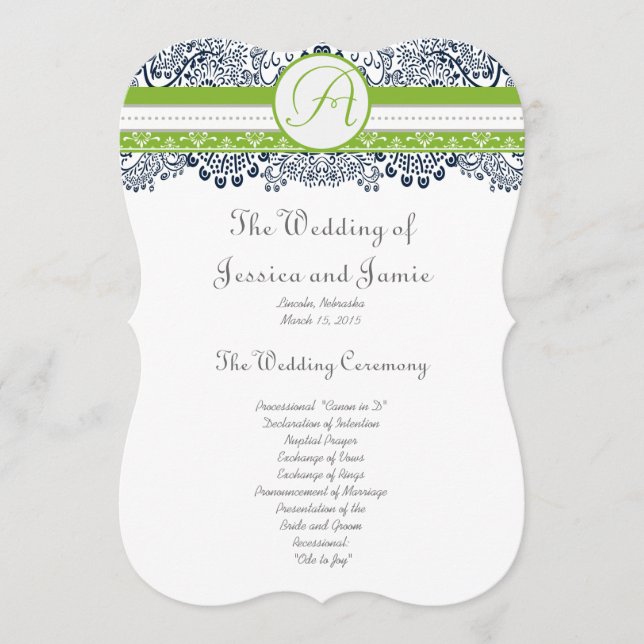 Programas de Casamento de Pássaros de Amor Verde M (Frente)