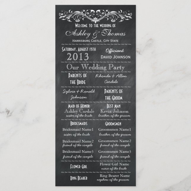 Programas de Casamento de Quadros de Calços de Tip (Frente)