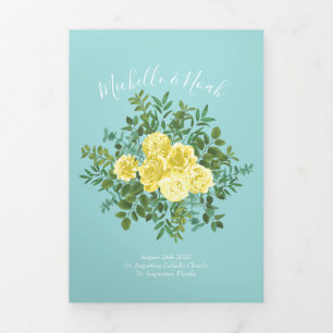 Programas De Casamento De Rosa Aqua Amarelo E Teal
