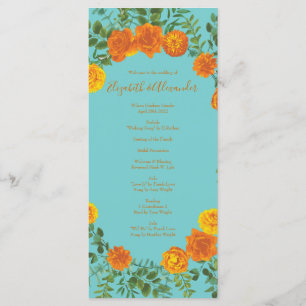Programas de Casamento de Rosa de Teal Laranja Aqu