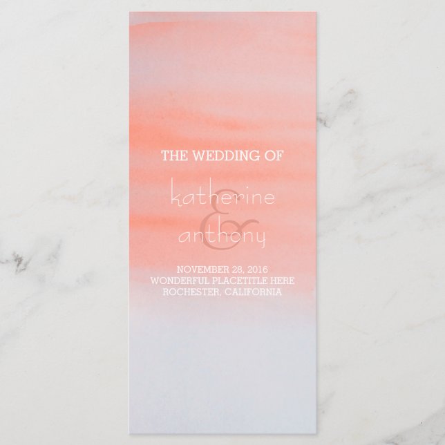 Programas de Casamento de Swash de Cores Aquáticas (Frente)