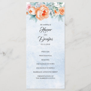 Programas de Casamento Elegante Floral de Coral Vi