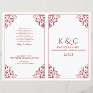 Programas de Casamento Elegante - Foldover Booklet