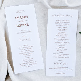 Programas de Casamento Elegante Marrom Minimalista