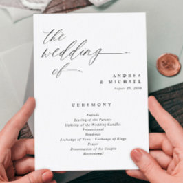 Programas de Casamento Elegantes 5x7 Caligrafia Ro