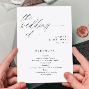 Programas de Casamento Elegantes 5x7 Caligrafia Ro