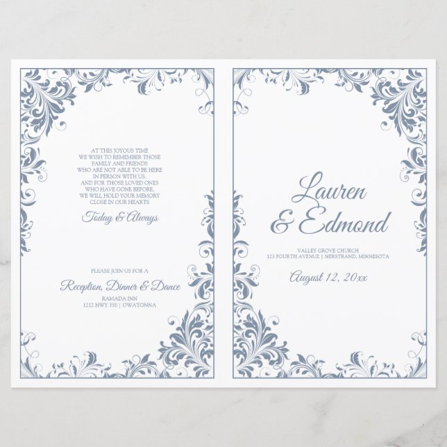 Programas de Casamento Elegantes com Videiras Vint (Frente)