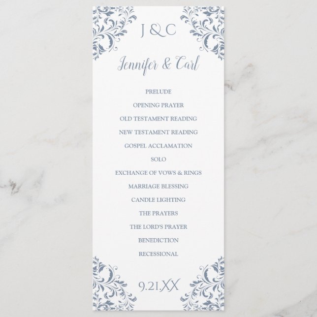 Programas de Casamento Elegantes | Comprimento do  (Frente)