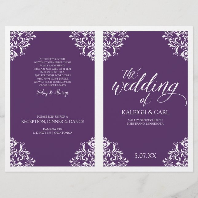 Programas de Casamento Elegantes -Nadine (Ameixa / (Frente)