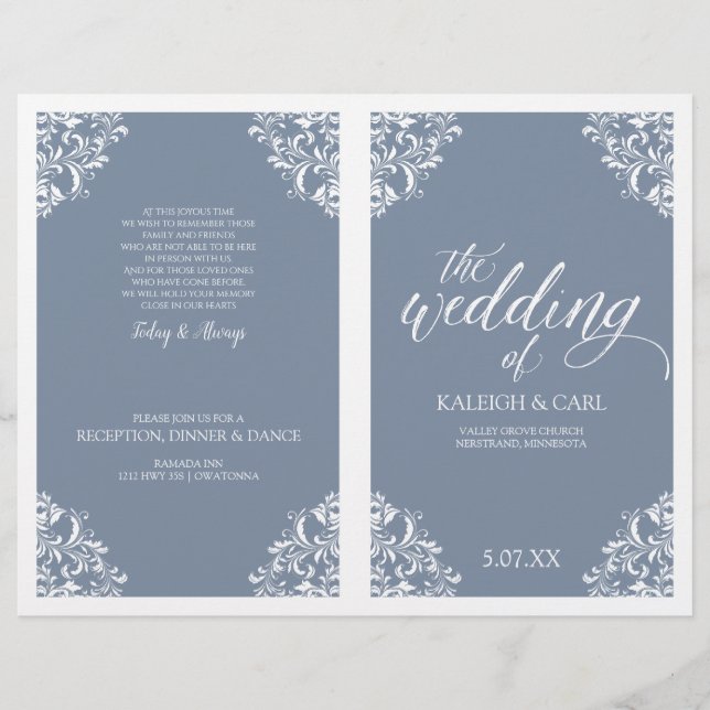 Programas de Casamento Elegantes -Nadine (Azul Emp (Frente)