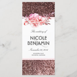 Programas de Casamento Floral com rosa Dourado Gli