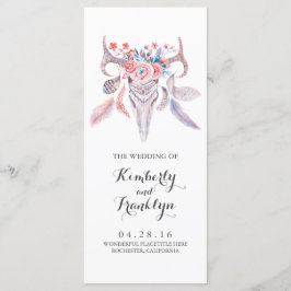 programas de casamento floral de boho aquoso