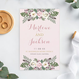 Programas de Casamento Floral de Boho, Rosa-Rosa R