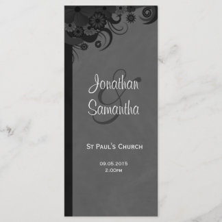 Programas de Casamento Floral de Cinzas e Negras