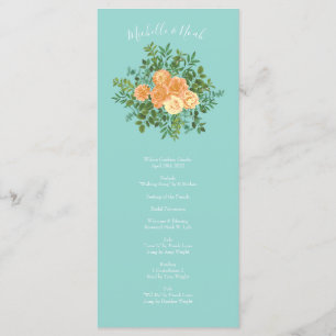 Programas de Casamento Floral de Peach & Aqua Peon