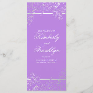 Programas de Casamento Floral de Prata e Vintage R