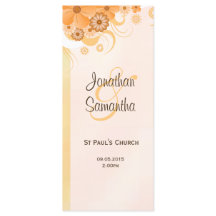 Programas de Casamento Floral Dourado e Peach